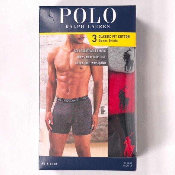 POLO RALPH LAUREN Men’s 3 PACK Classic Fit Cotton Boxers‎ Briefs Multicolor M,L - Picture 1 of 7